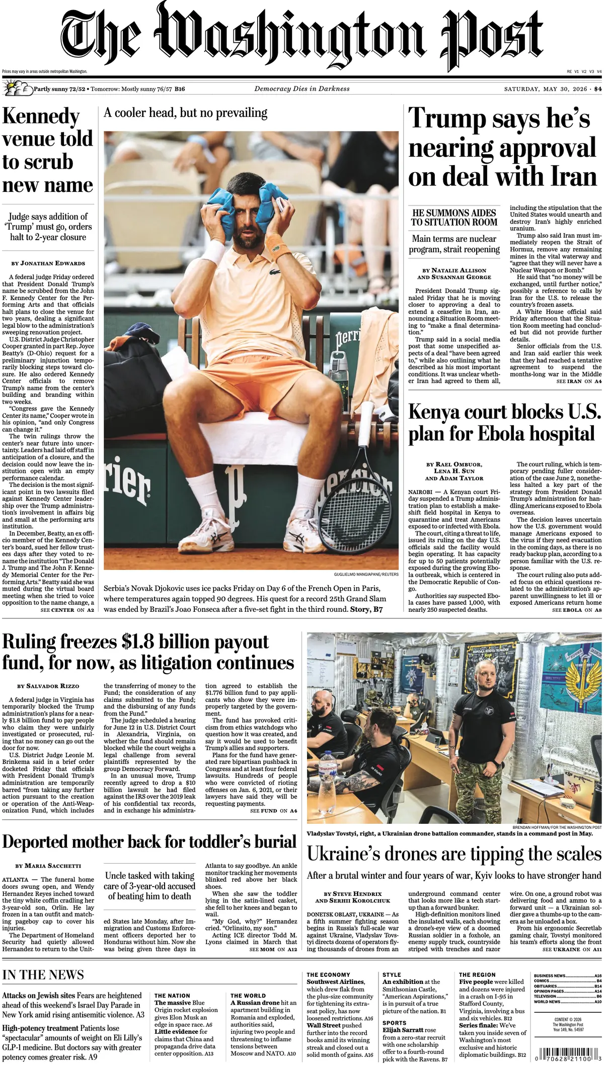 Cover The Washington Post 30/05/2026