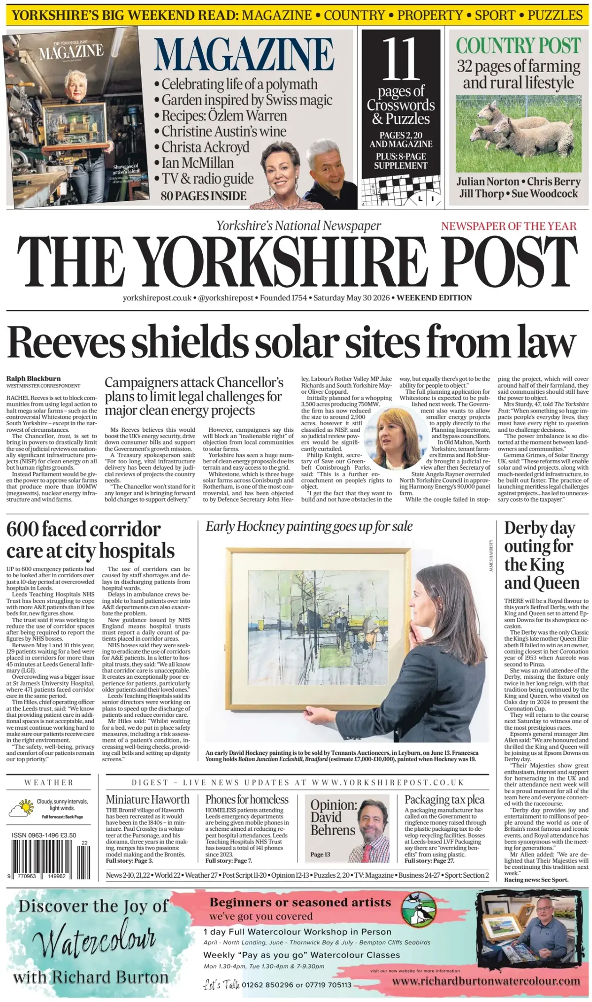 Cover The Yorkshire Post 30/05/2026