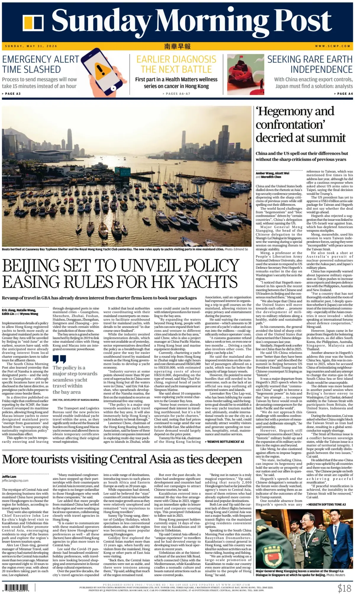 Cover South China Morning Post 31/05/2026