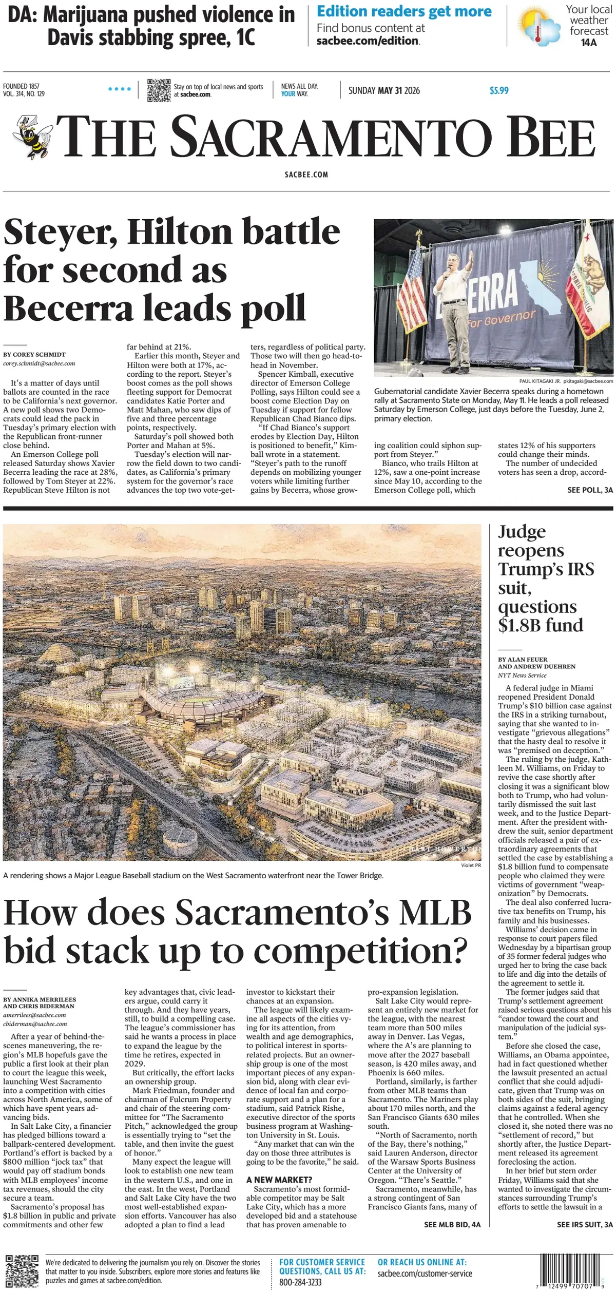 Cover The Sacramento Bee 31/05/2026