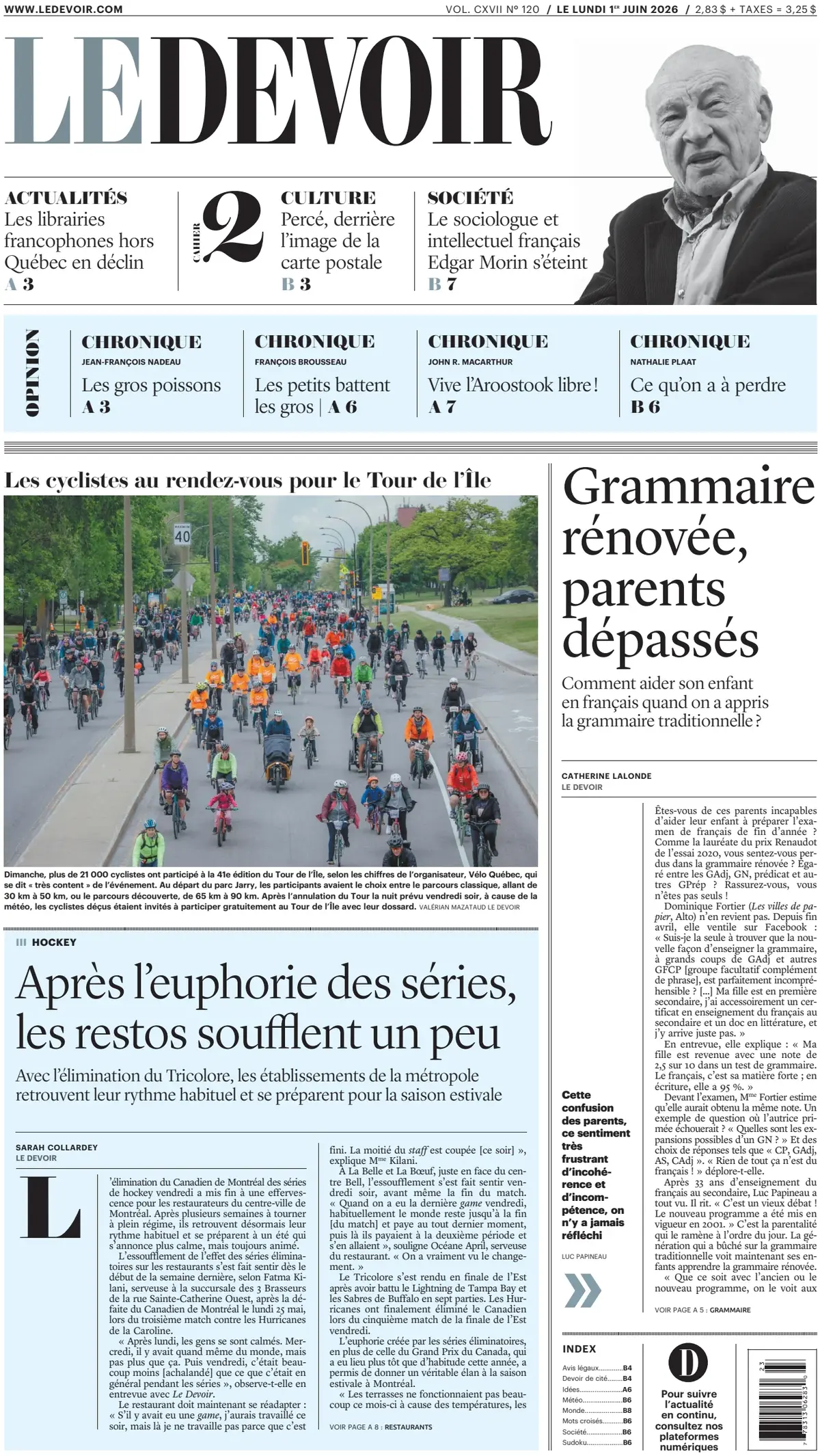 Cover Le Devoir 01/06/2026
