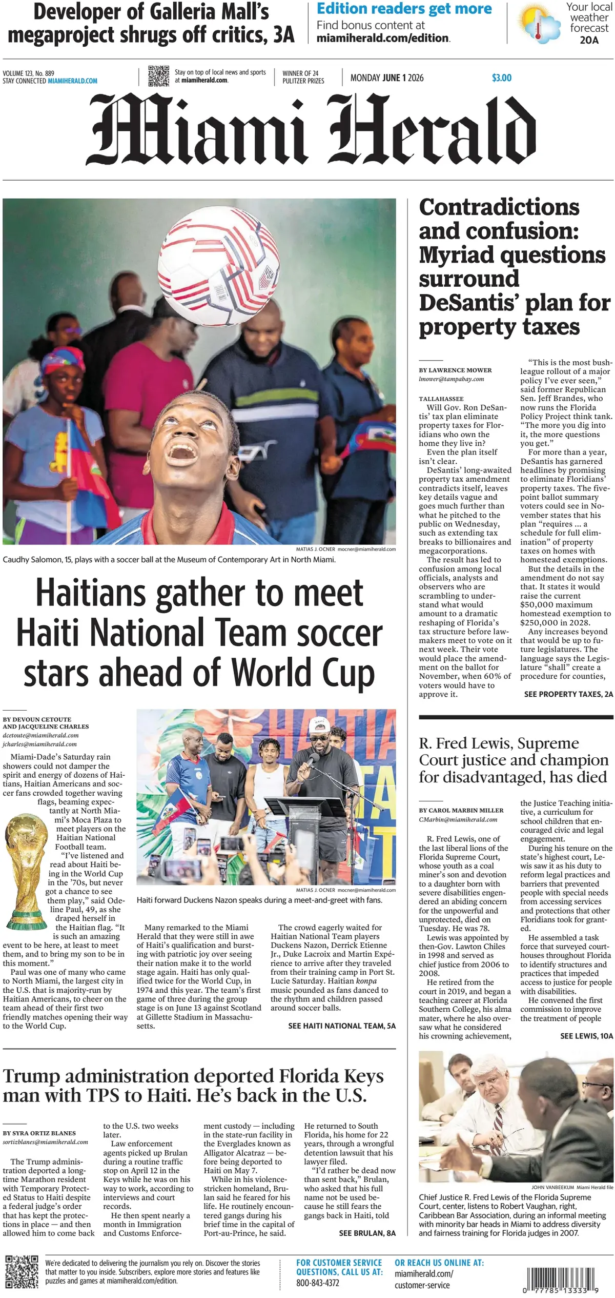 Cover Miami Herald 01/06/2026
