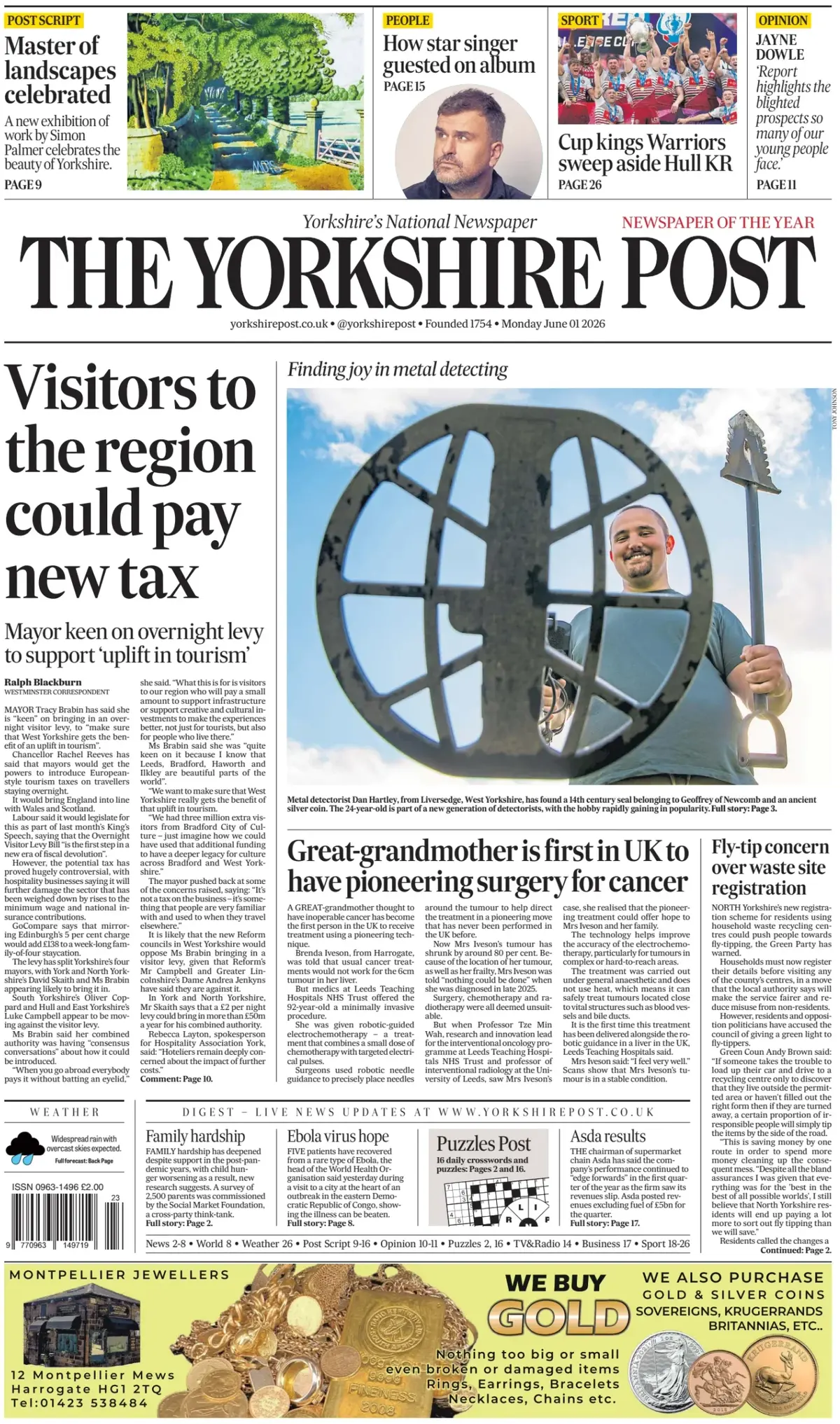 Cover The Yorkshire Post 01/06/2026