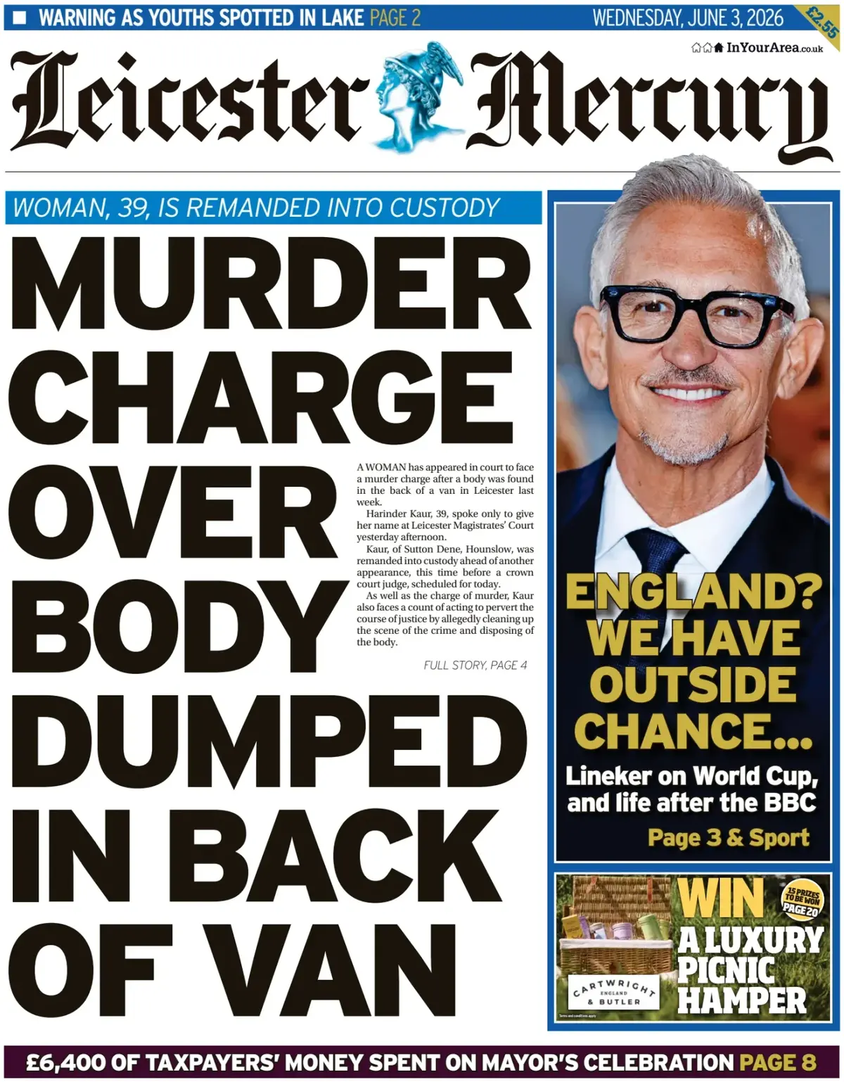 Cover Leicester Mercury 03/06/2026