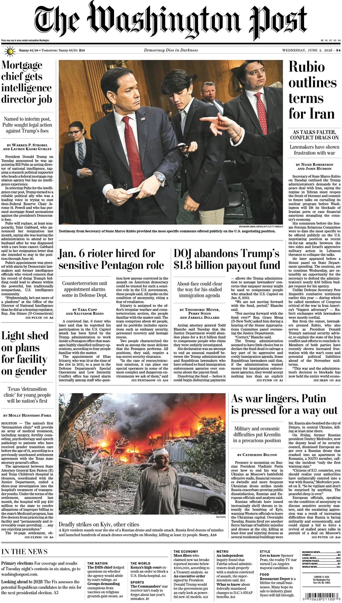 Cover The Washington Post 03/06/2026