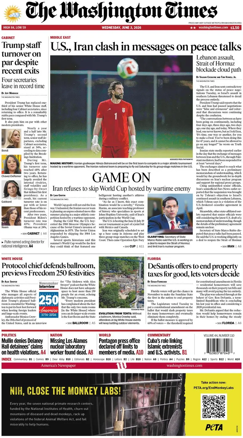 Cover The Washington Times 03/06/2026