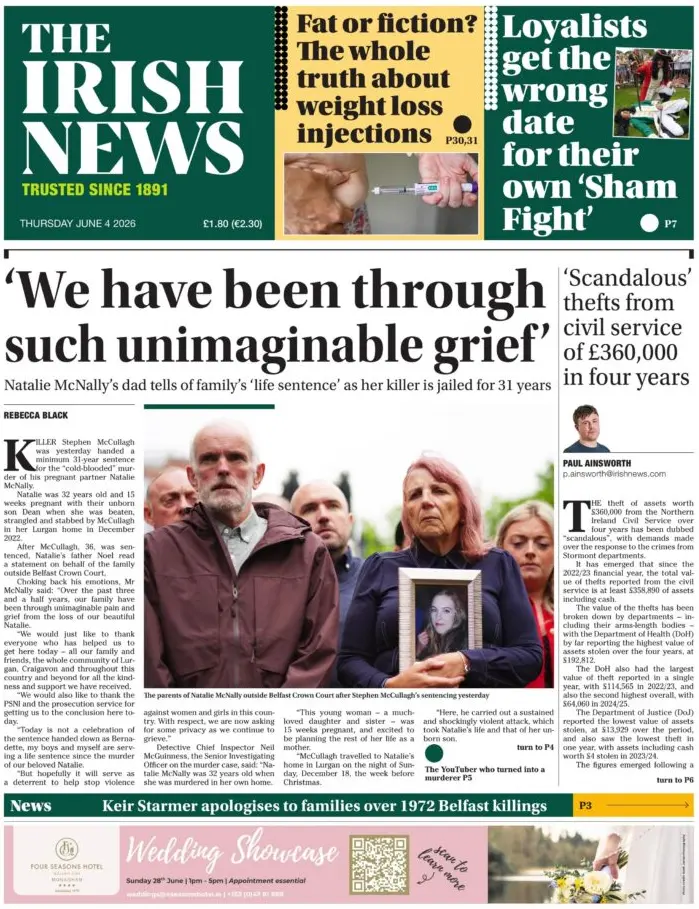 Cover The Irish News 04/06/2026
