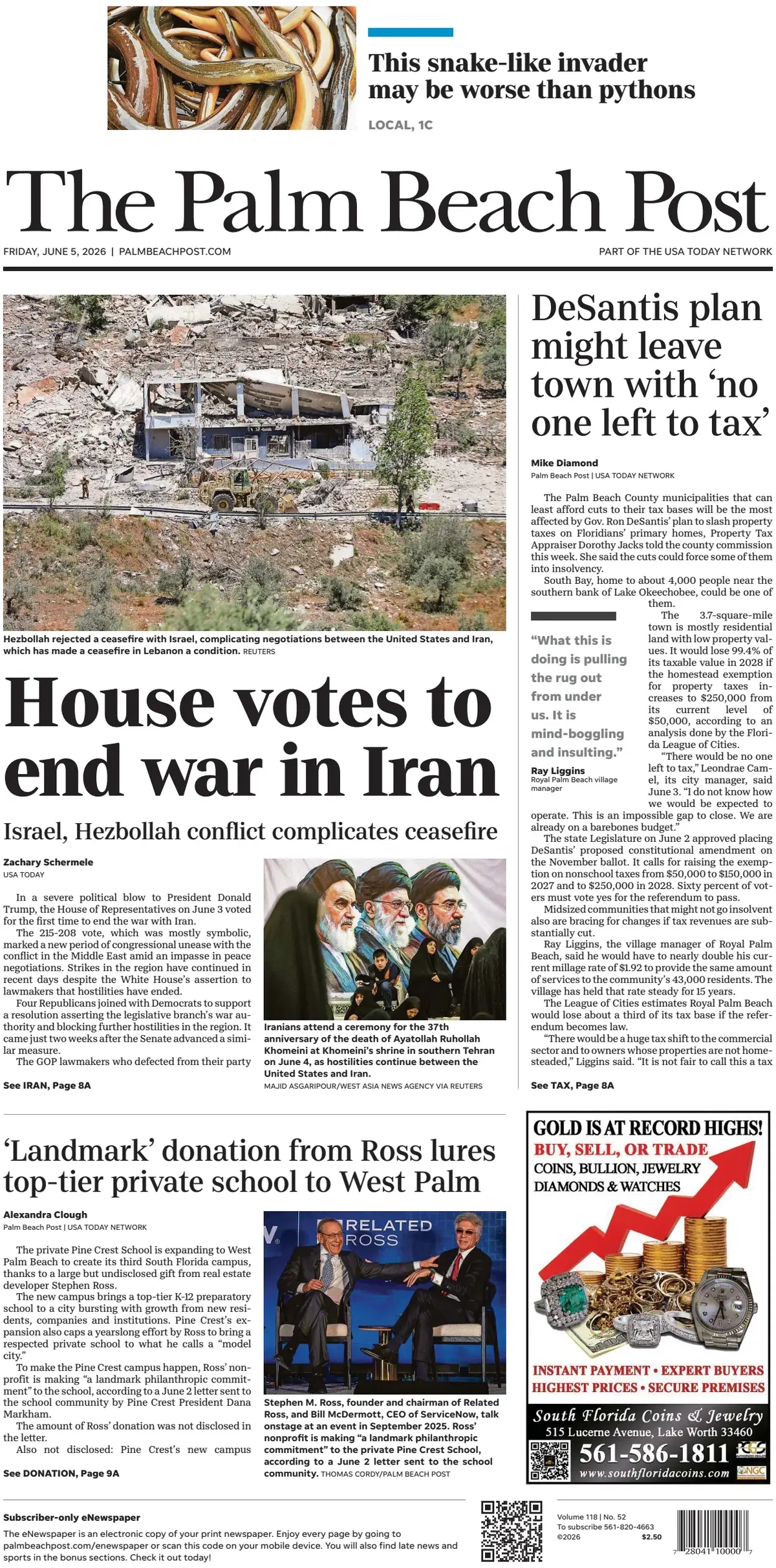 Cover The Palm Beach Post 05/06/2026