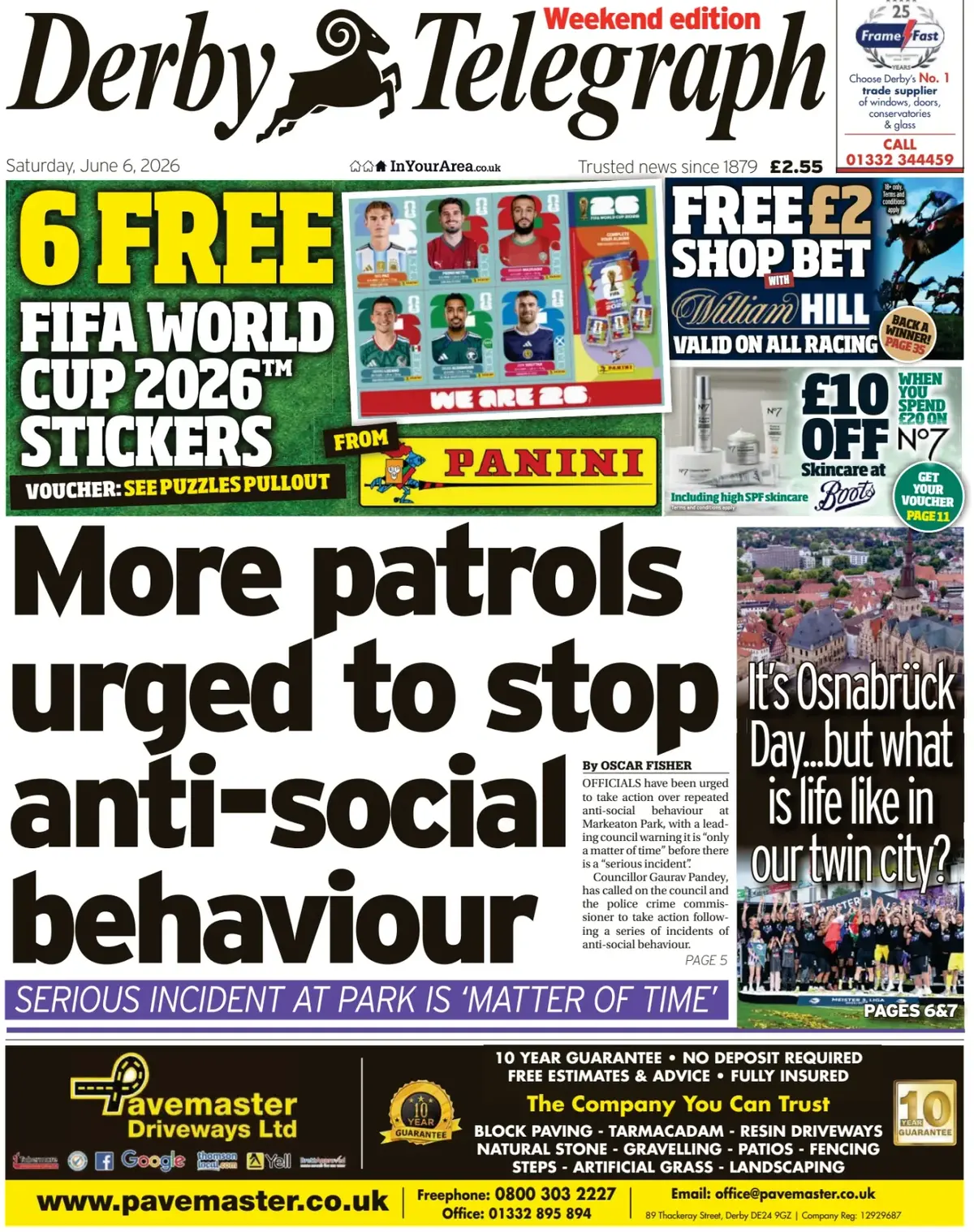 Cover Derby Telegraph 06/06/2026