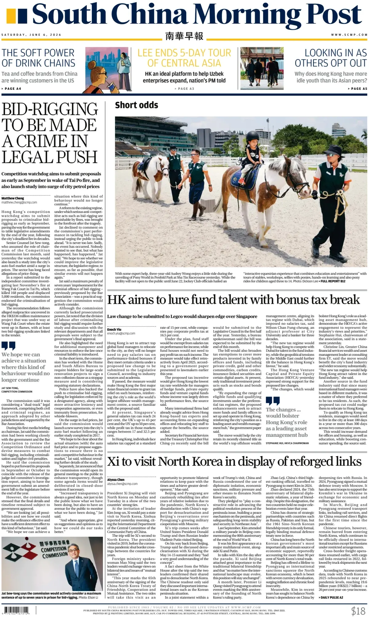 Cover South China Morning Post 06/06/2026