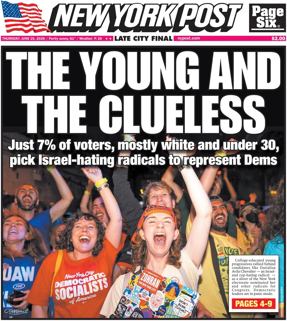 Cover New York Post 25/06/2026