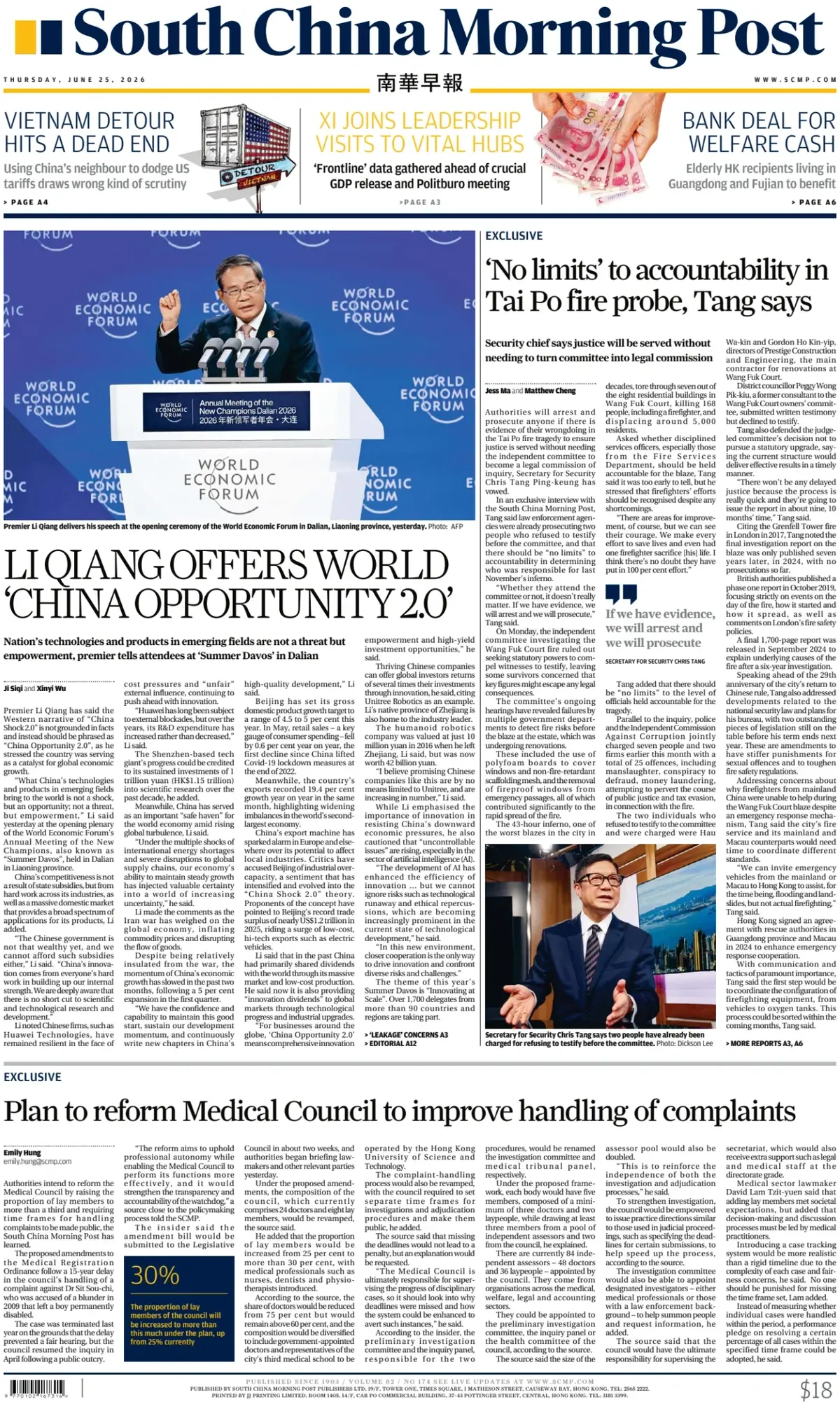 Cover South China Morning Post 25/06/2026