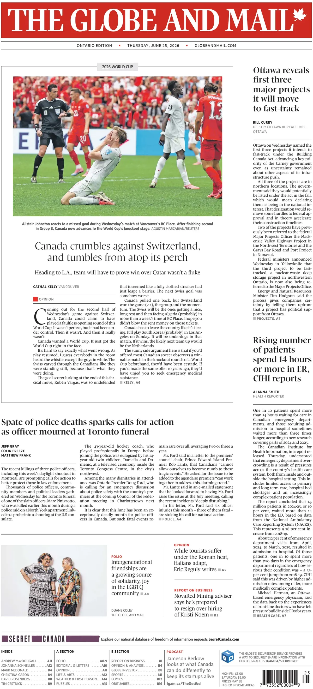 Cover The Globe and Mail 25/06/2026