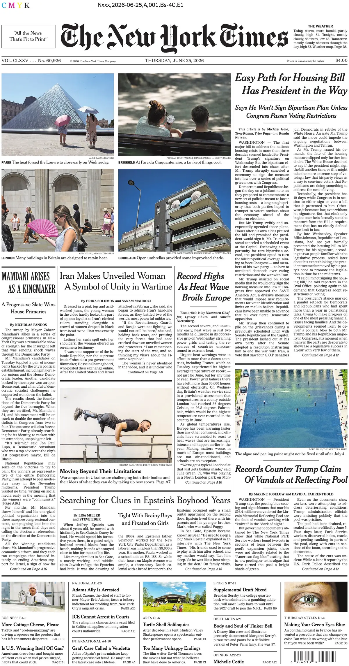 Cover The New York Times 25/06/2026