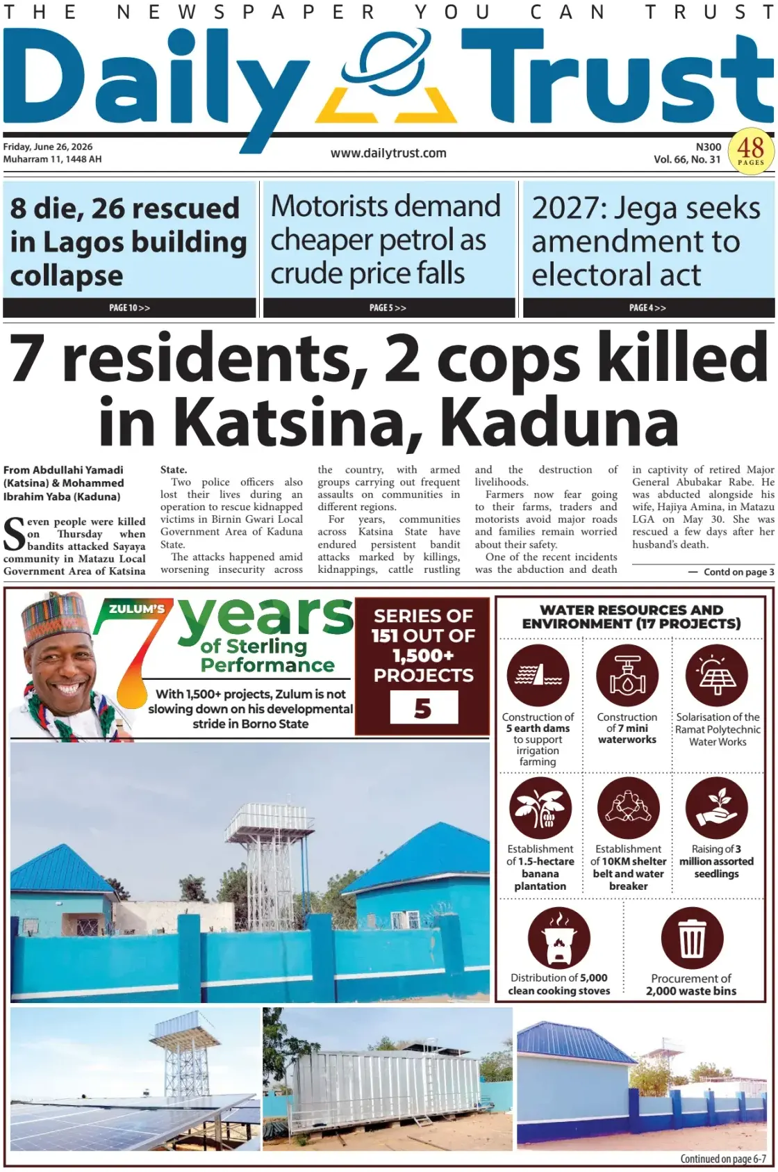Cover Daily Trust 26/06/2026