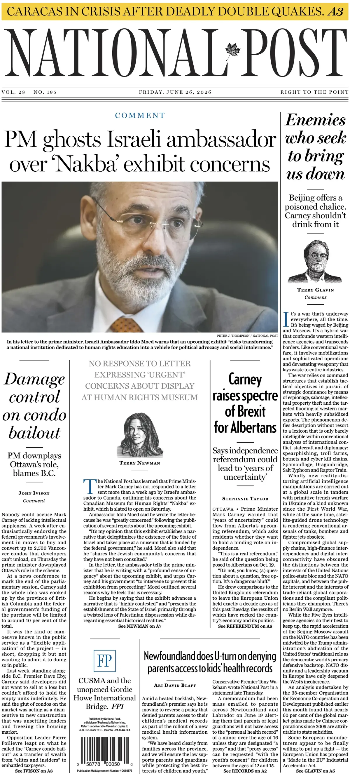 Cover National Post | The Post 26/06/2026