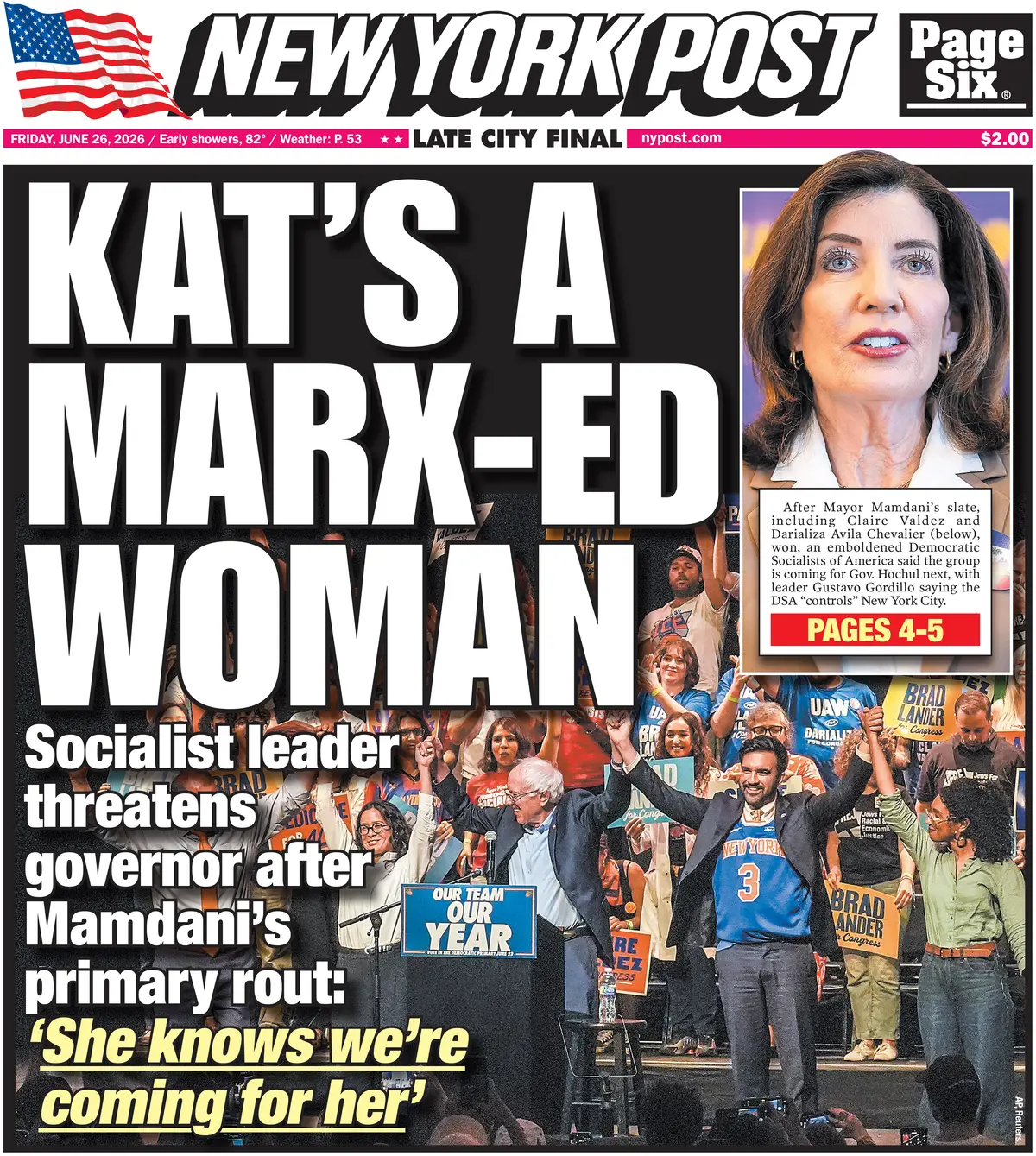Cover New York Post 26/06/2026