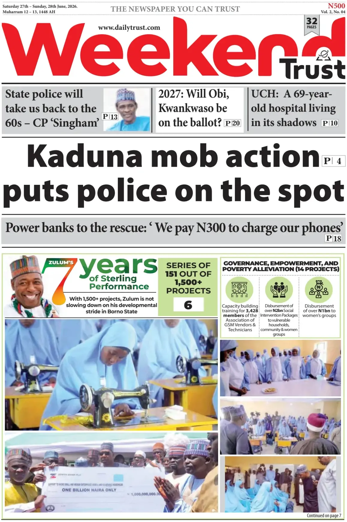 Cover Daily Trust 27/06/2026