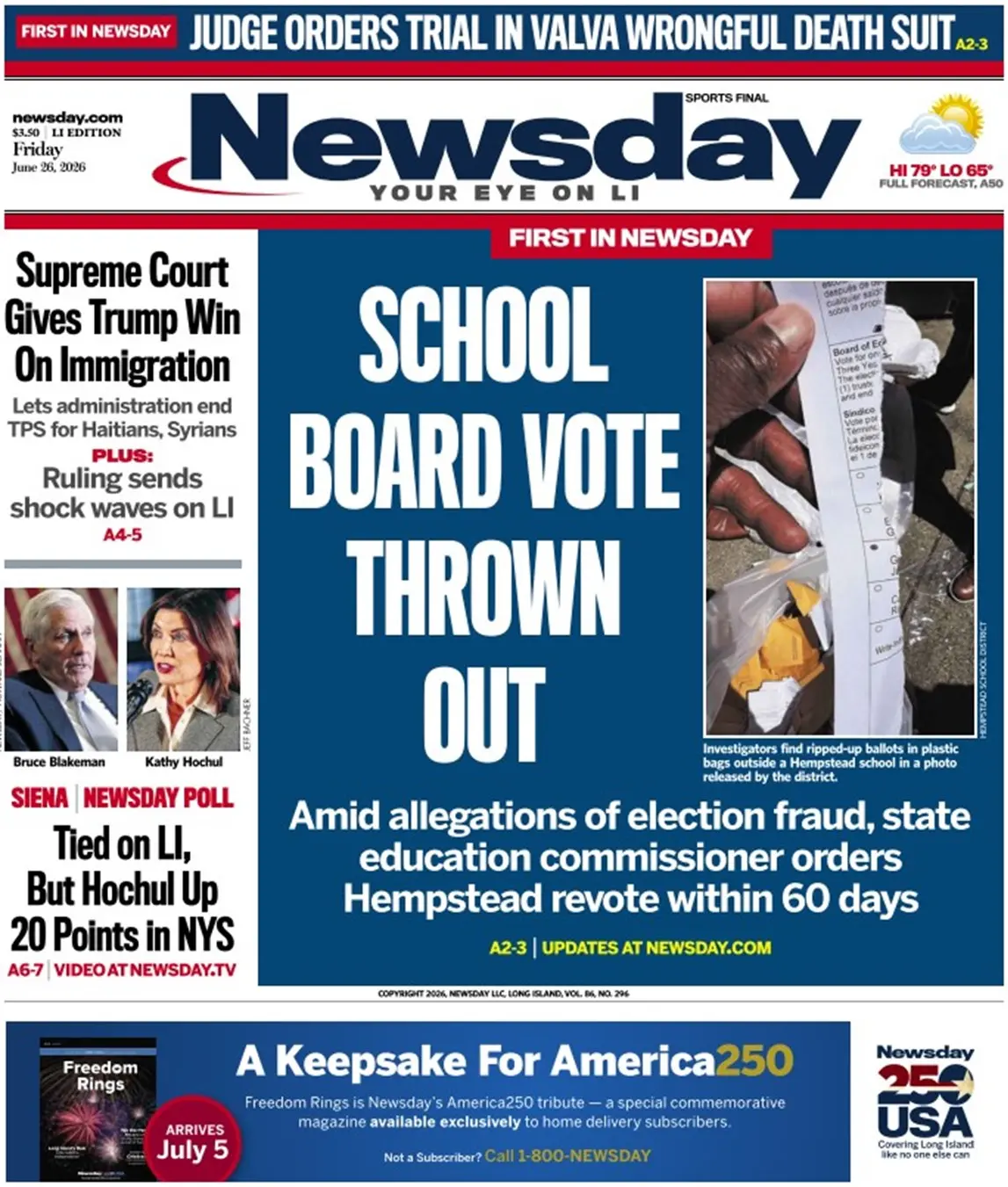 Cover Newsday 27/06/2026