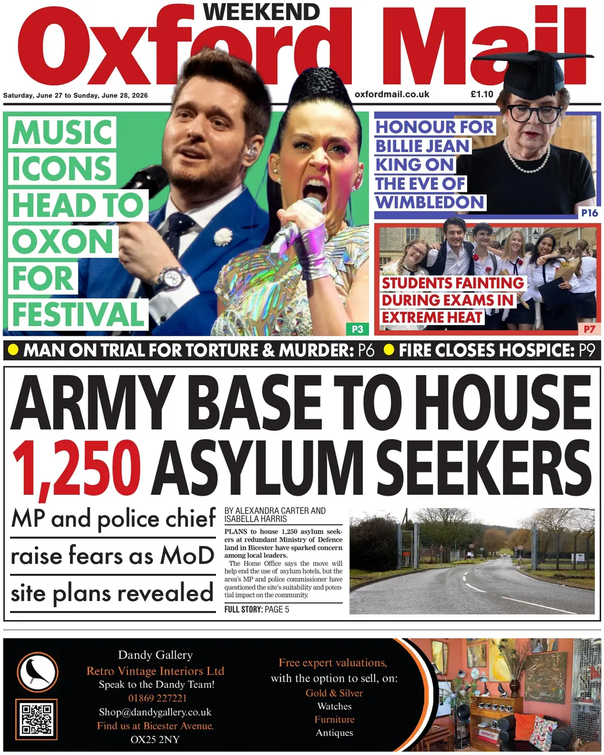 Cover Oxford Mail 28/06/2026