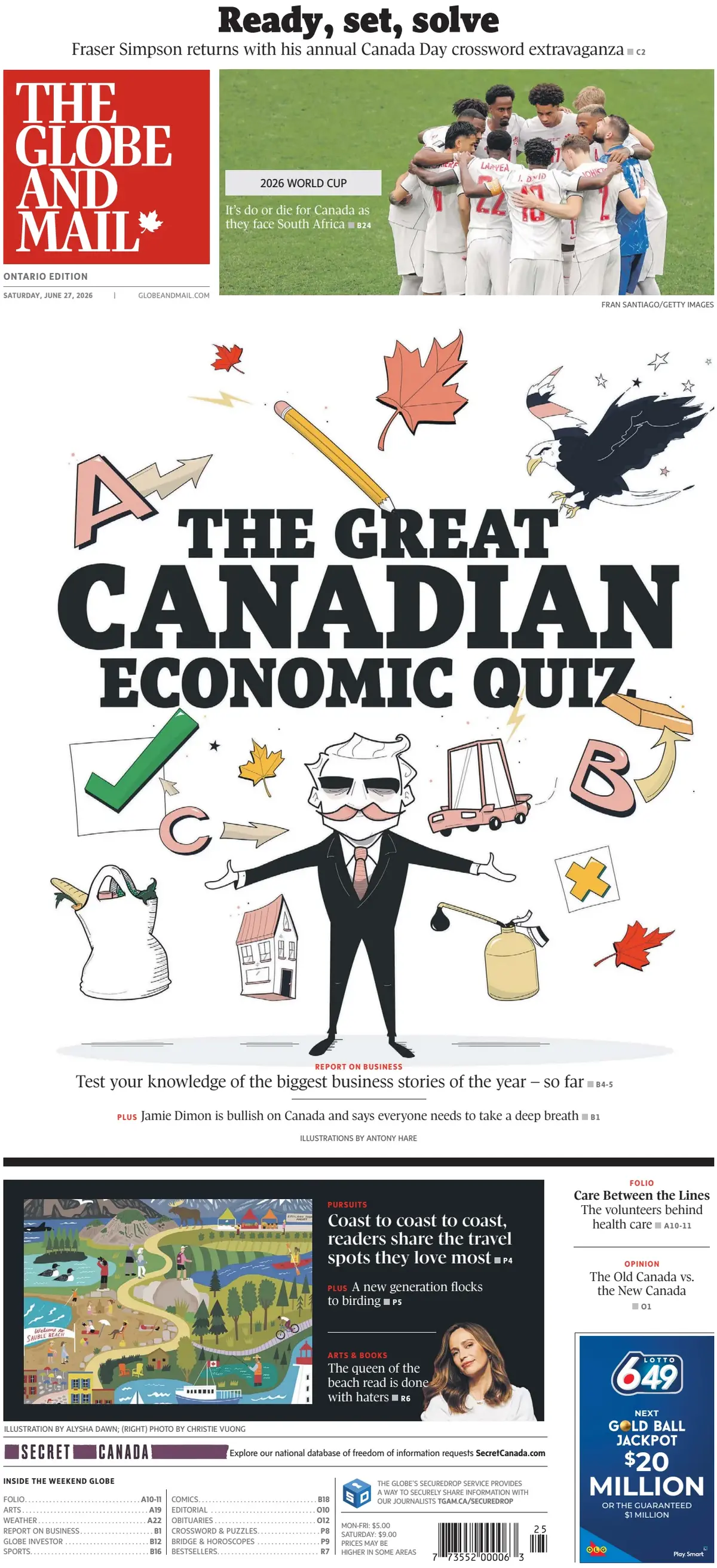 Cover The Globe and Mail 27/06/2026