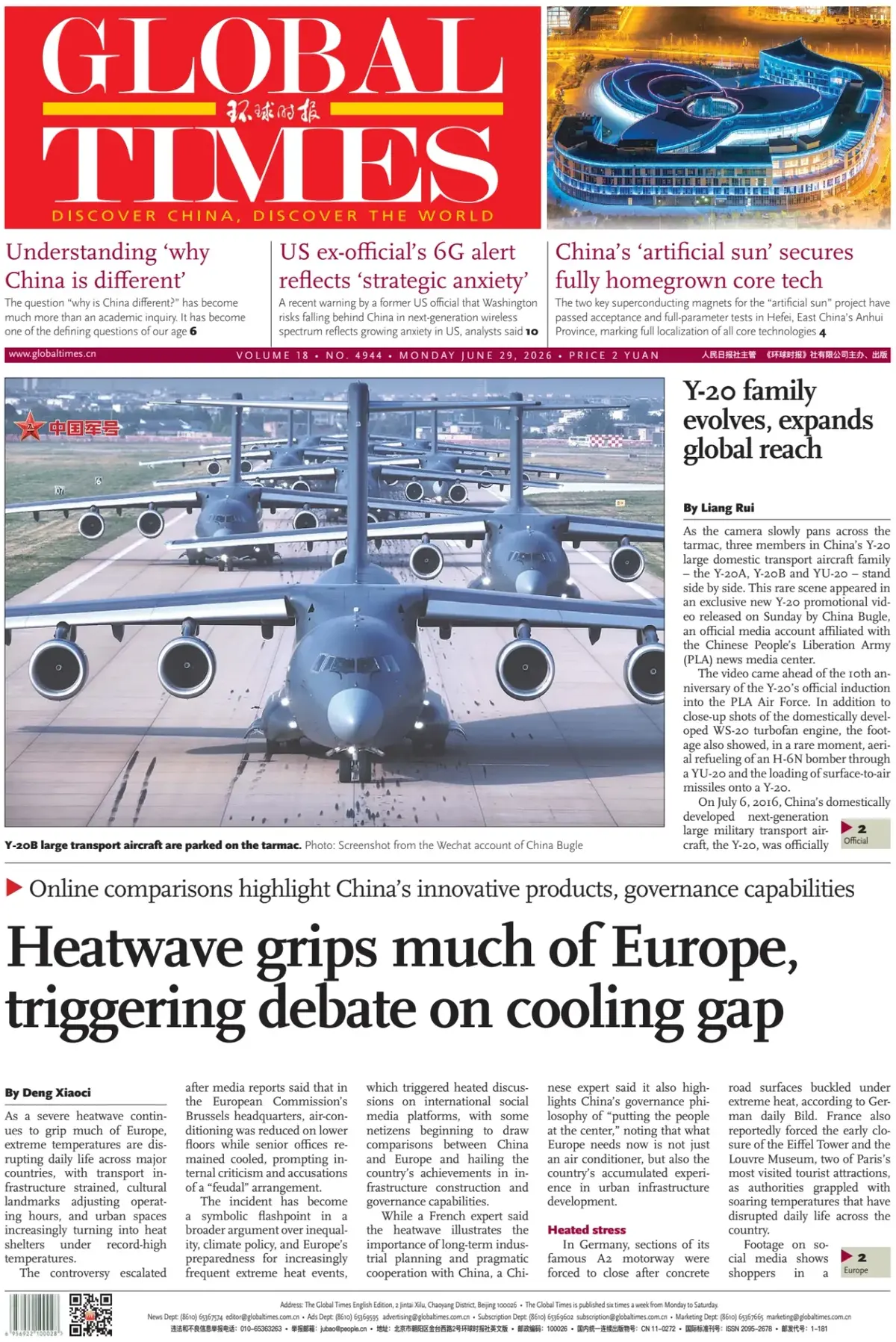 Cover Global Times 29/06/2026