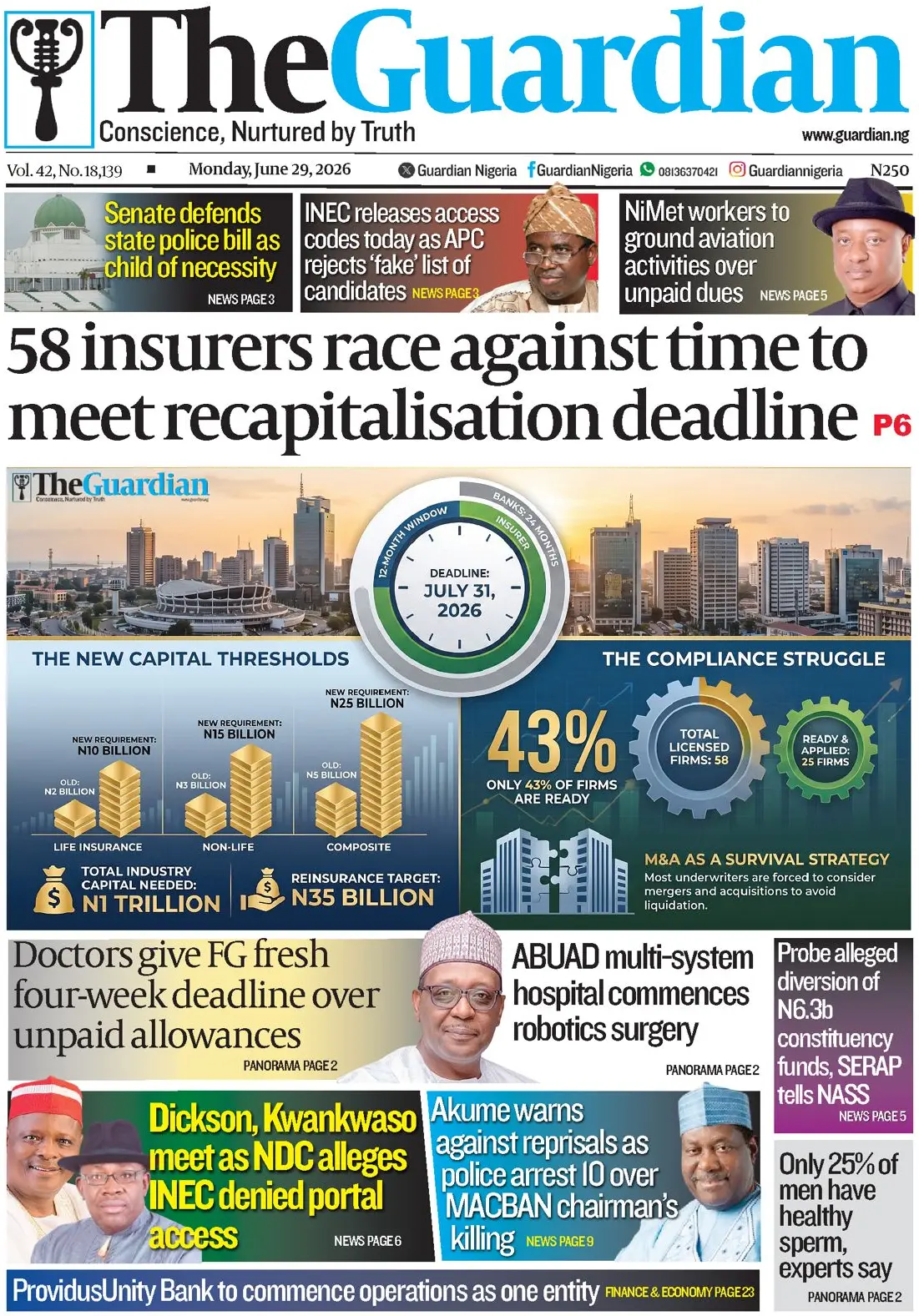 Cover The Guardian (Nigeria) 29/06/2026