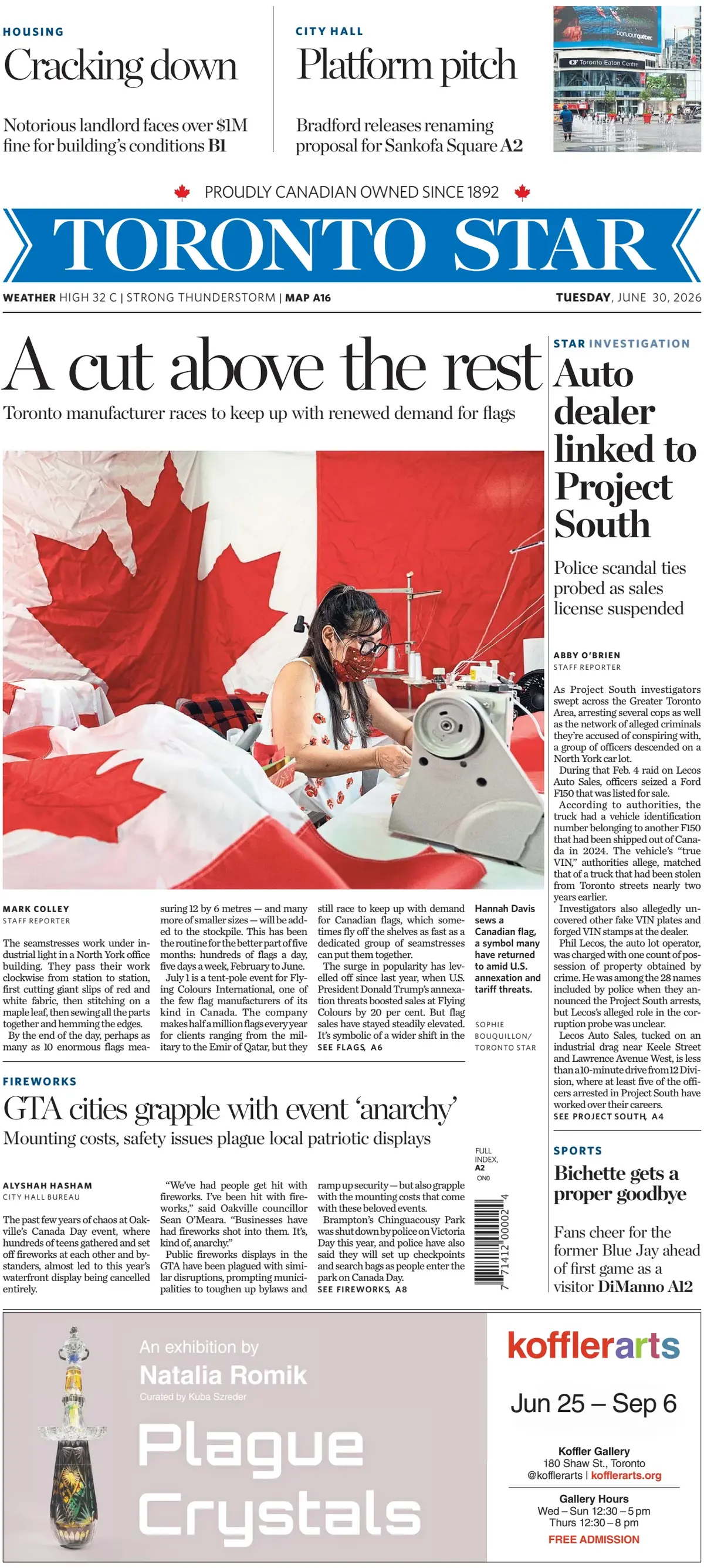 Cover Toronto Star 30/06/2026