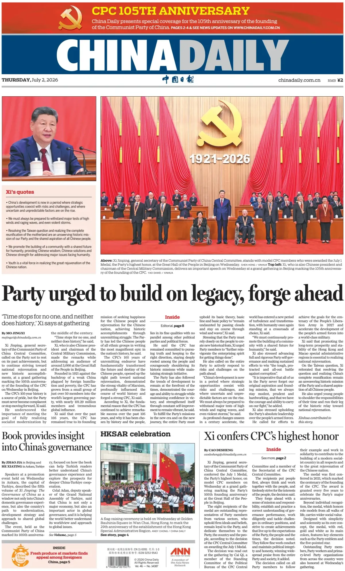 Cover China Daily 02/07/2026