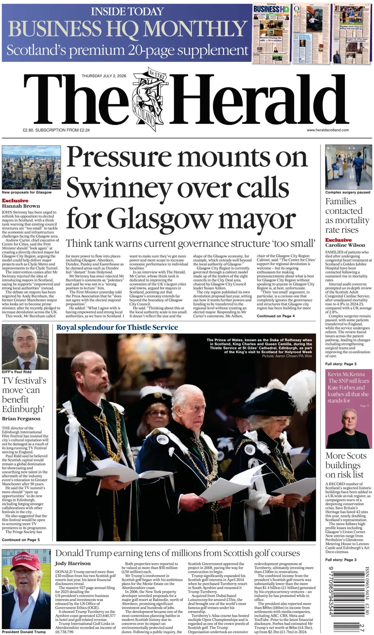 Cover The Herald | Scotland 02/07/2026