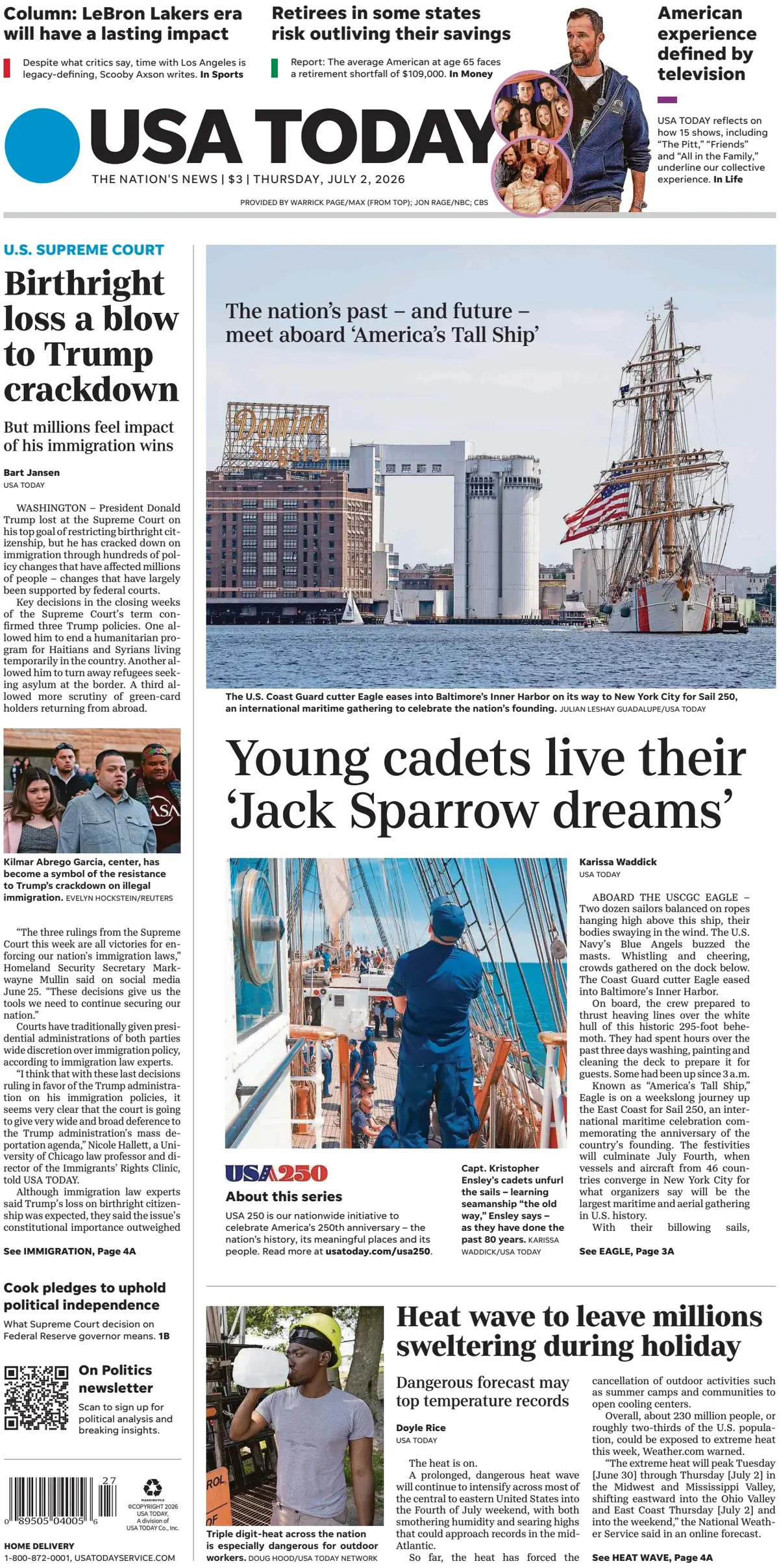 Cover USA Today 02/07/2026