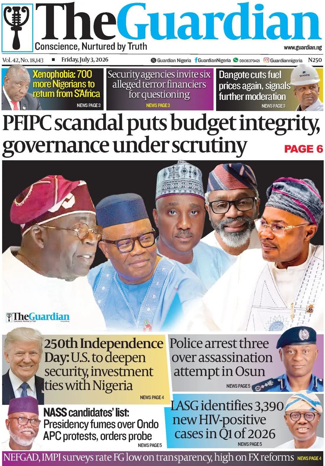 Cover The Guardian (Nigeria) 03/07/2026
