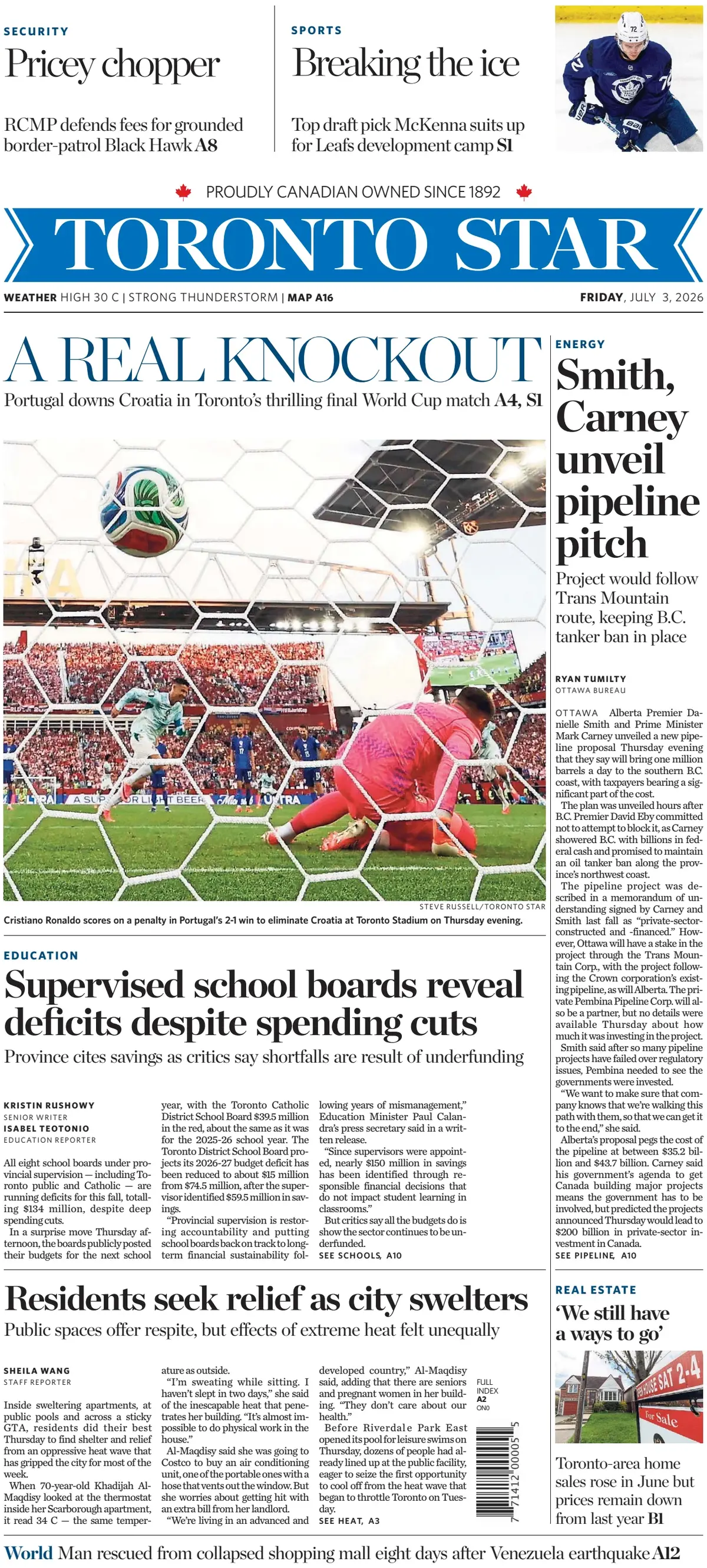 Cover Toronto Star 03/07/2026