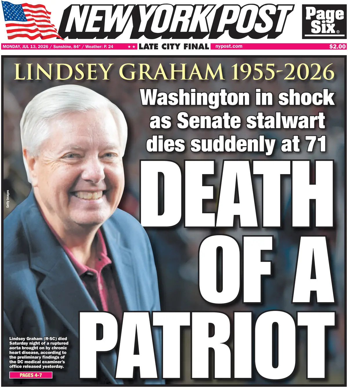 Cover New York Post 13/07/2026