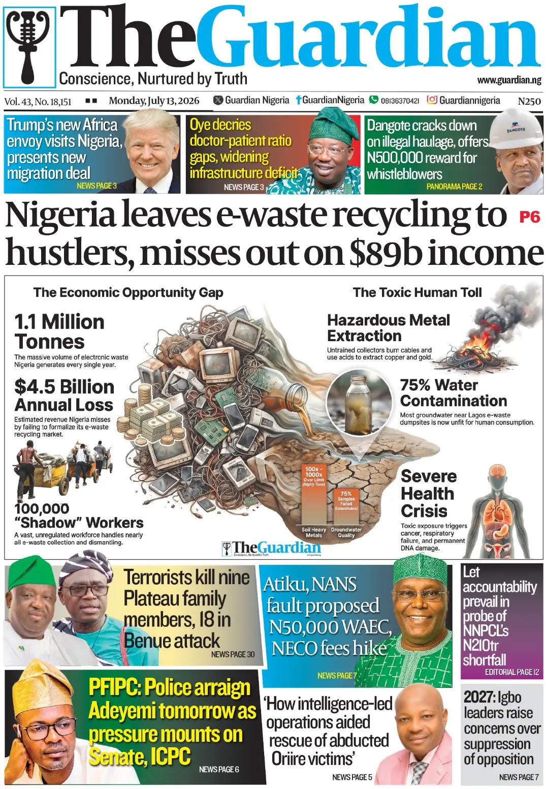 Cover The Guardian (Nigeria) 13/07/2026