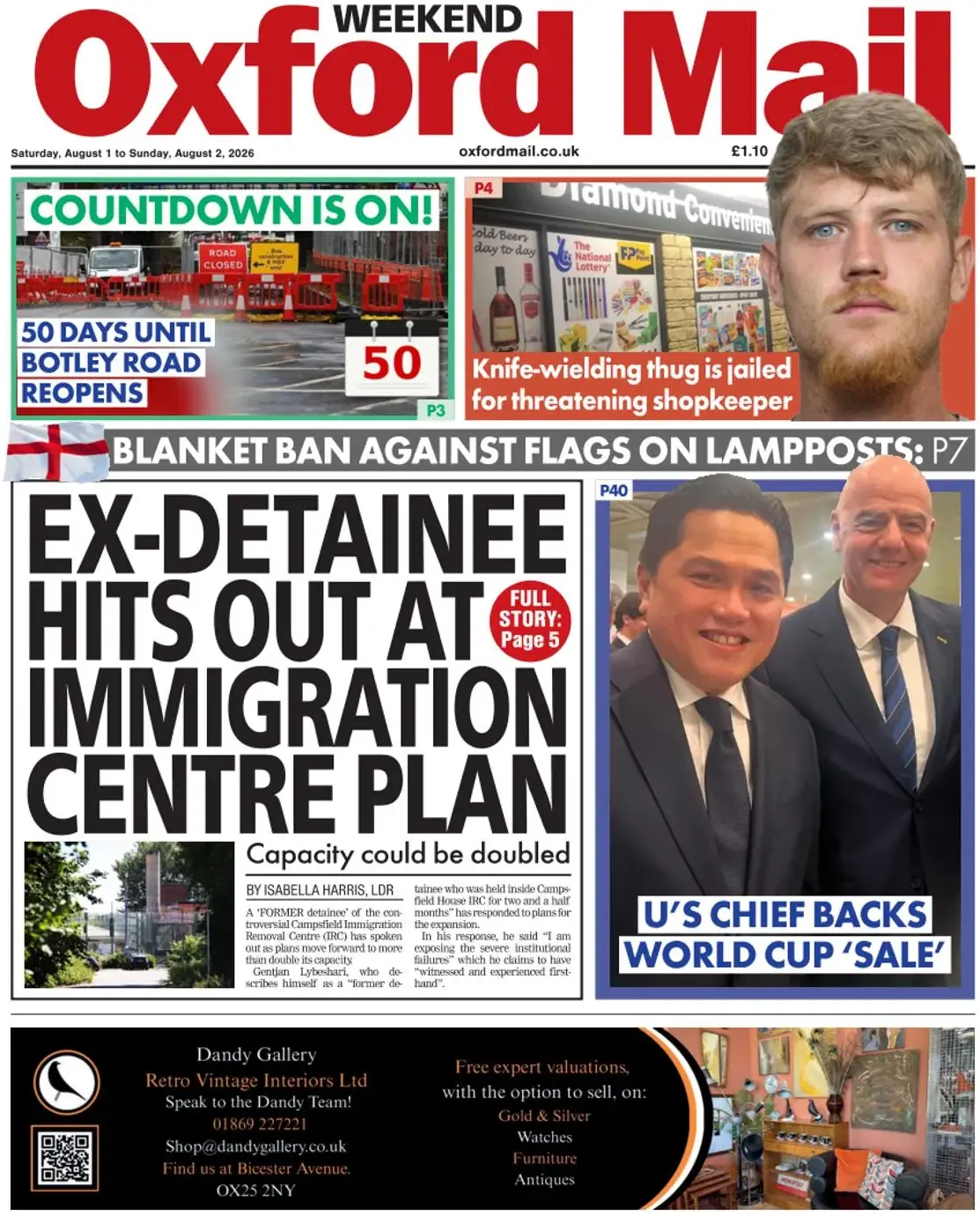 Cover Oxford Mail 02/08/2026