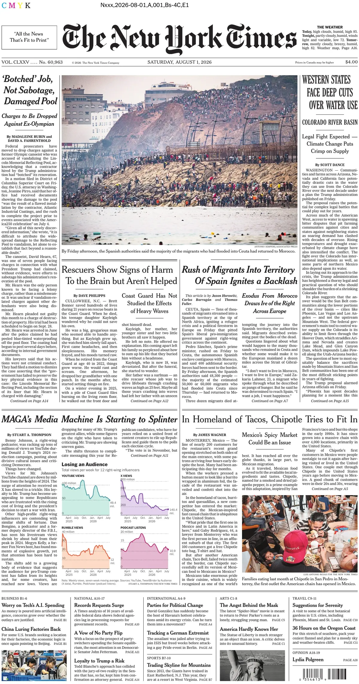 Cover The New York Times 01/08/2026