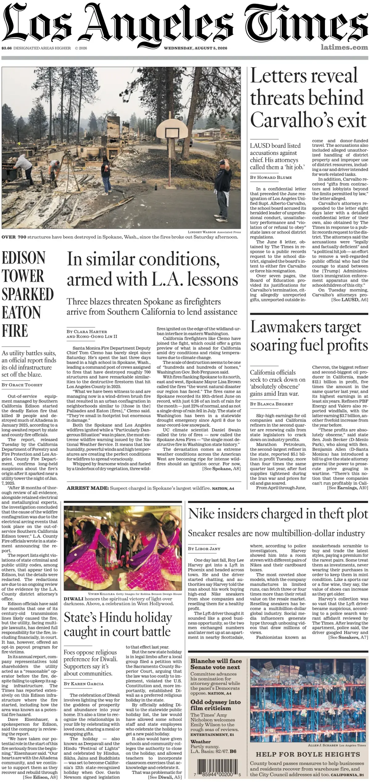 Cover Los Angeles Times 05/08/2026