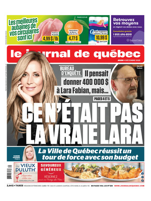 "Le Journal de Québec" Front Page