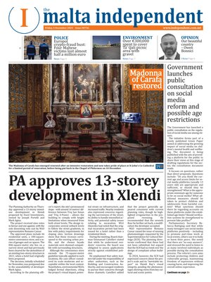 "The Malta Independent" Front Page