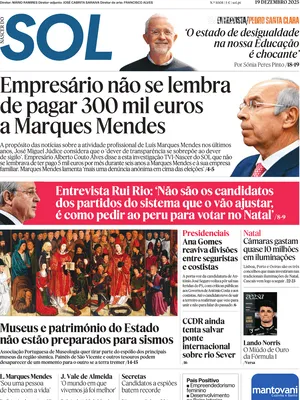 "Nascer do SOL" Front Page