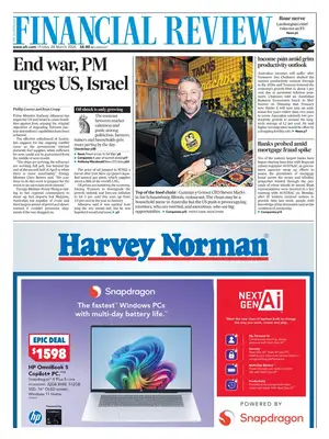 "The Australian Financial Review | AFR" Front Page