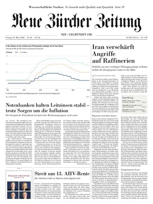 "NZZ | Neue Zürcher Zeitung" Front Page