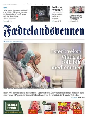 "Fædrelandsvennen" Front Page
