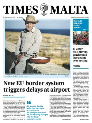 "Times of Malta" Front Page
