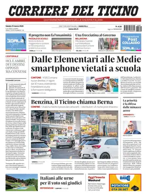 "Corriere del Ticino" Front Page