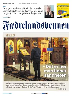 "Fædrelandsvennen" Front Page