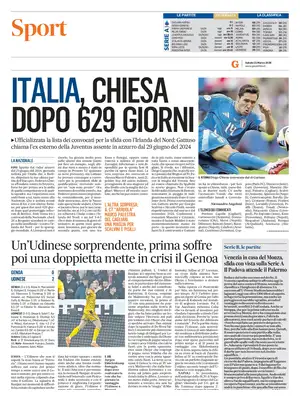 "Il Gazzettino SPORT" Front Page
