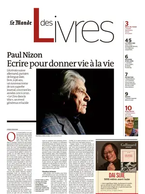 "Le Monde des Livres" Front Page