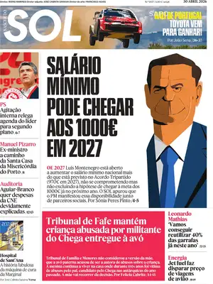 "Nascer do SOL" Front Page